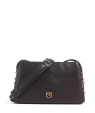 PINKO TRIPLET MINI Schultertasche aus Leder Marascabraun-Antikgold - Damentaschen - 1