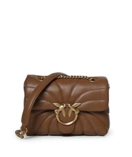 PINKO LOVE PUFF MINI Mini-Umh&auml;ngetasche aus Nappa Cognacbraun-Antikgold - Damentaschen - 1