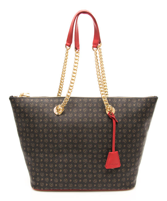 POLLINI Heritage Classic Einkaufstasche, austauschbare Griffe schwarzer Lack - Damentaschen