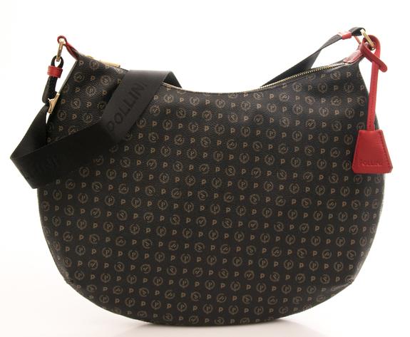 POLLINI Heritage Classic Umhängetasche mit Lederdetails schwarzer Lack - Damentaschen