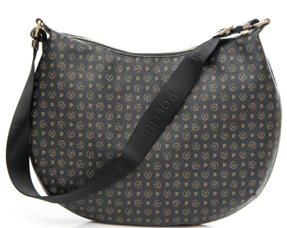 POLLINI Heritage Classic Umhängetasche mit Lederdetails schwarze Bronze - Damentaschen