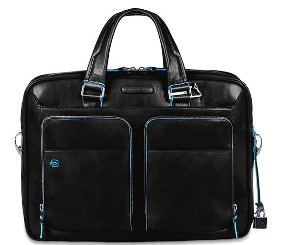 PIQUADRO Ordner BLUE SQUARE, aus Leder, 14 "PC-Halter Schwarz - Arbeitstaschen
