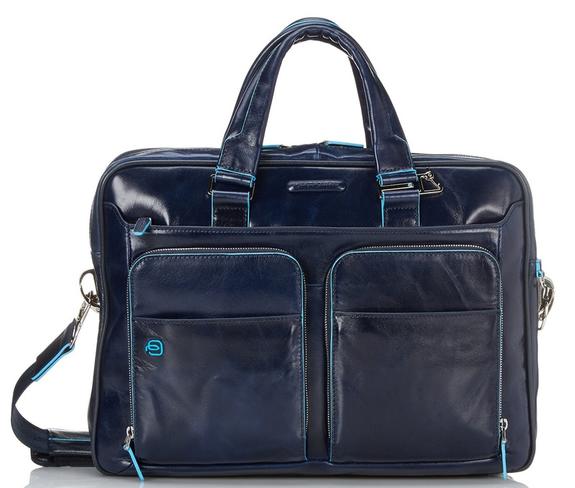 PIQUADRO Ordner BLUE SQUARE, aus Leder, 14 "PC-Halter Blau - Arbeitstaschen
