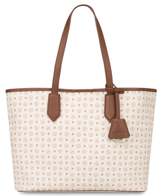 POLLINI Heritage Classic Schulter-Shopper elfenbein / braun - Damentaschen