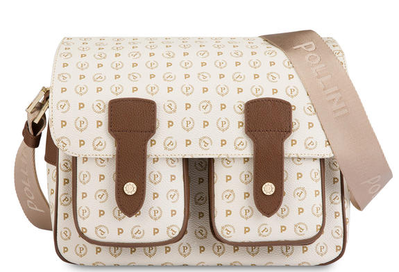 POLLINI HERITAGE CLASSIC Kuriertasche mit Schultergurt elfenbein / braun - Damentaschen