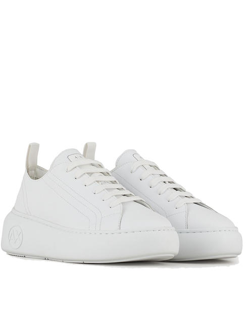 ARMANI EXCHANGE  Lederturnschuhe mit Plateau OP WEISS - Damenschuhe