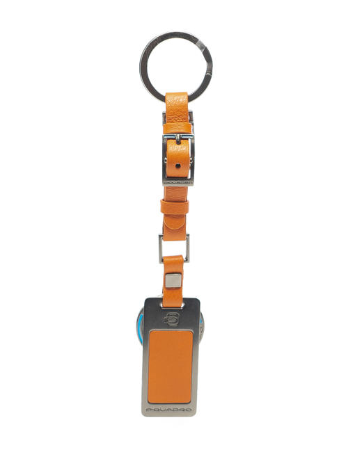 PIQUADRO  WASSILY Charm Schlüsselanhänger aus Leder und Metall ORANGE - Schlüsselanhänger und Schlüsseletuis