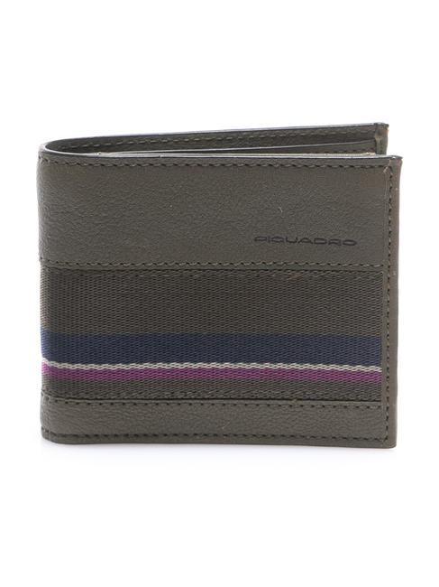 PIQUADRO BLACK SQUARE Geldbörse aus Leder und Stoff GRÜN - Brieftaschen Herren