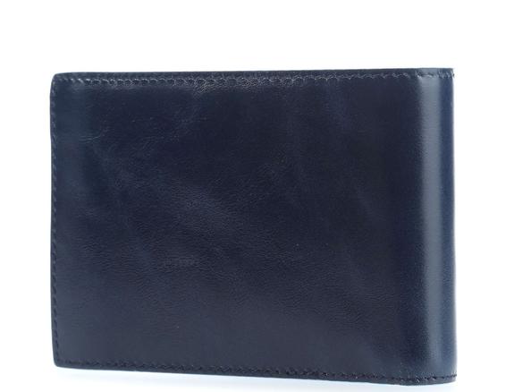 Geldb&ouml;rse BLAUES QUADRAT, aus Leder, mit &Uuml;berschlag Blau - Brieftaschen Herren