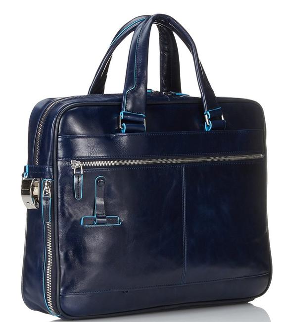 Ordner BLUE SQUARE, aus Leder, 14 "PC-Halter Blau - Arbeitstaschen