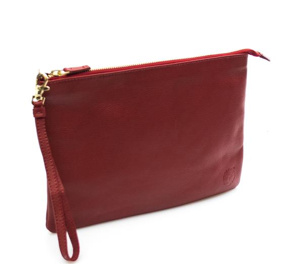  Clutch mit Manschette, aus Leder ROT - Damentaschen