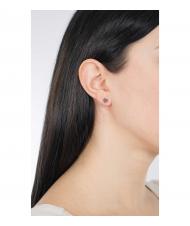 AMEN COCCOLE LUXURY Kleine Herzohrringe in silberner Rose und schwarzen Zirkonen - Ohrringe