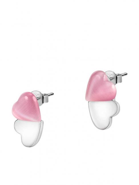 CUORE Silberohrringe mit Katzenauge rosa / wei&szlig; - Ohrringe