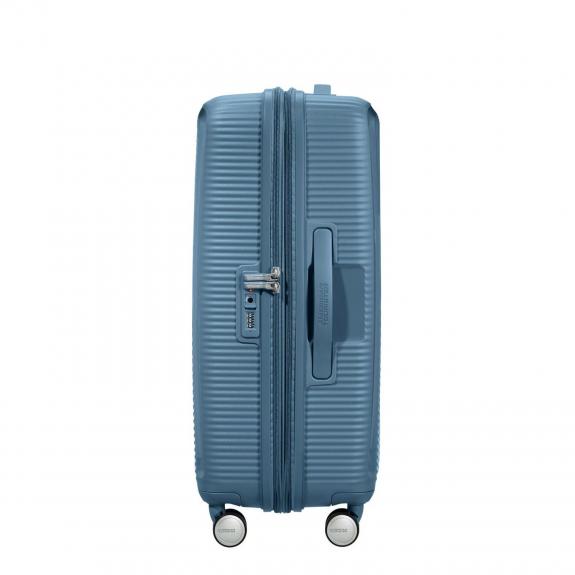 SOUNDBOX SPINNER Mittlerer Trolley, erweiterbar steinblau - Harte Trolleys