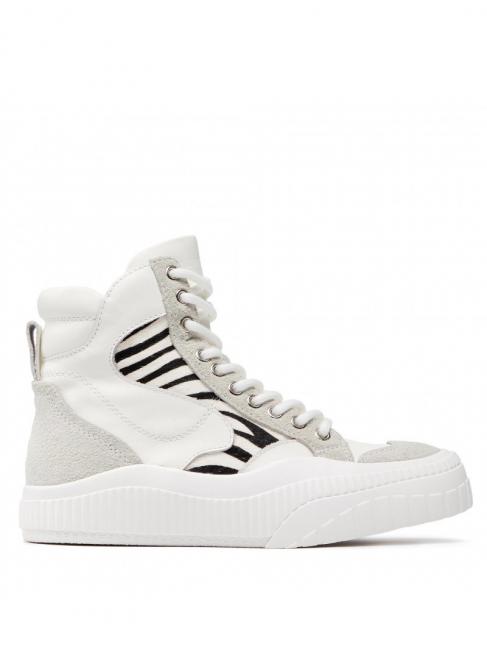 Sneaker alta in Hautmitinserti zebrati  wei&szlig;es / pelziges Zebra - Damenschuhe