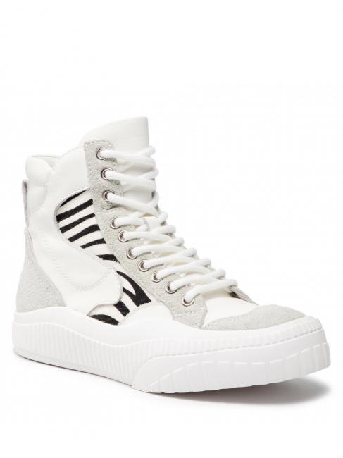 Sneaker alta in Hautmitinserti zebrati  wei&szlig;es / pelziges Zebra - Damenschuhe