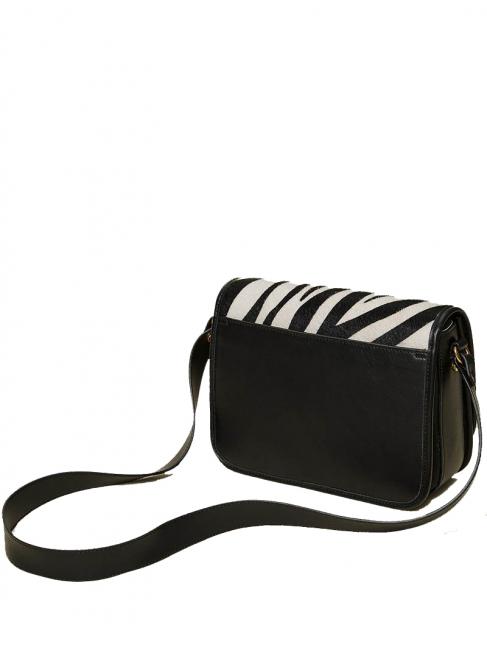Schultertasche in Haut zebra  pelziger Zebraschnee / schwarz - Damentaschen