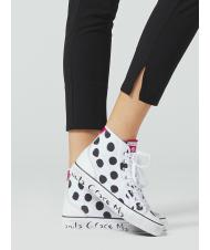 MANILA GRACE Sneaker high top a pois in canvas  wei&szlig; schwarz - Damenschuhe - 4