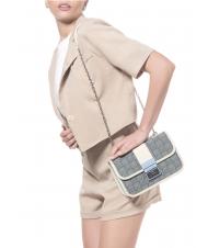 BRACCIALINI MONOGRAM Mini-Umh&auml;ngetasche aus Jacquard-Stoff Avio - Damentaschen - 4