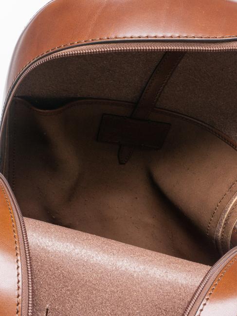 LORENZO Lederrucksack f&uuml;r PC 14 " Braun / Palladium - PC-Rucks&auml;cke