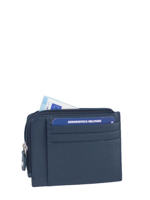 FIGHTER Flache Brieftasche aus Leder Blau - Brieftaschen Herren