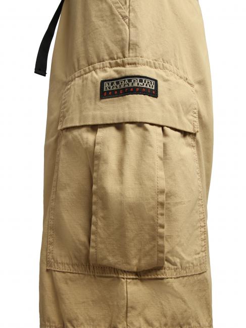 N-DRU Cargo-Bermuda aus Baumwolle mit G&uuml;rtel Sand Pr&auml;rie - Hosen Herren