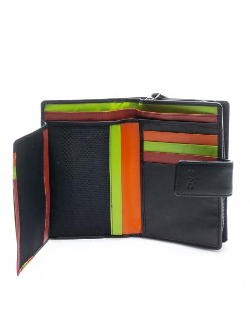 COLORFULL Geldb&ouml;rse aus Leder f&uuml;r Damen Schwarz - Brieftaschen Damen