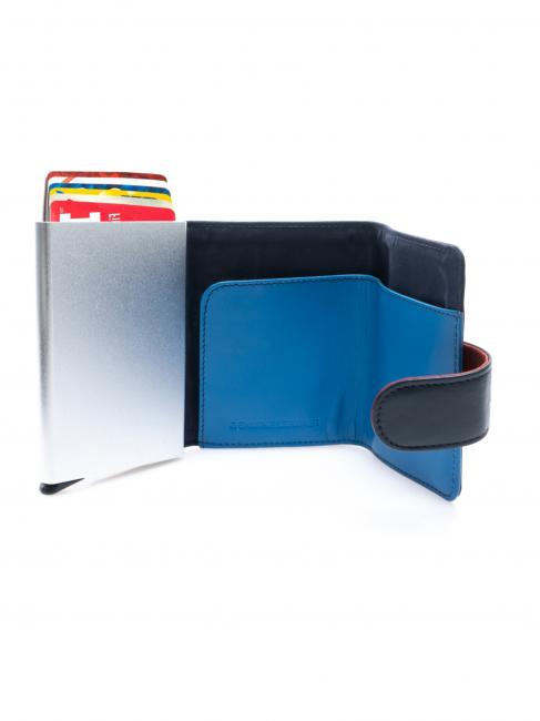 COLORFULL Ledergeldb&ouml;rse mit Kartenhalter aus Aluminium Blau - Brieftaschen Herren