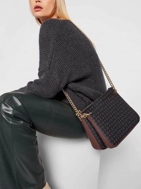 HERITAGE Umh&auml;ngetasche mit Kette Schwarz Braun - Damentaschen