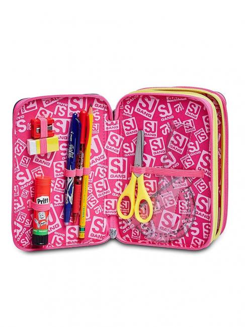 ANIMALI FANTASY SJ GIRL Etui mit 3 Rei&szlig;verschl&uuml;ssen, komplett mit Stiften und Schulmaterial SCHWARZ GESTREIFTER WALD - Etuis und Zubeh&ouml;r