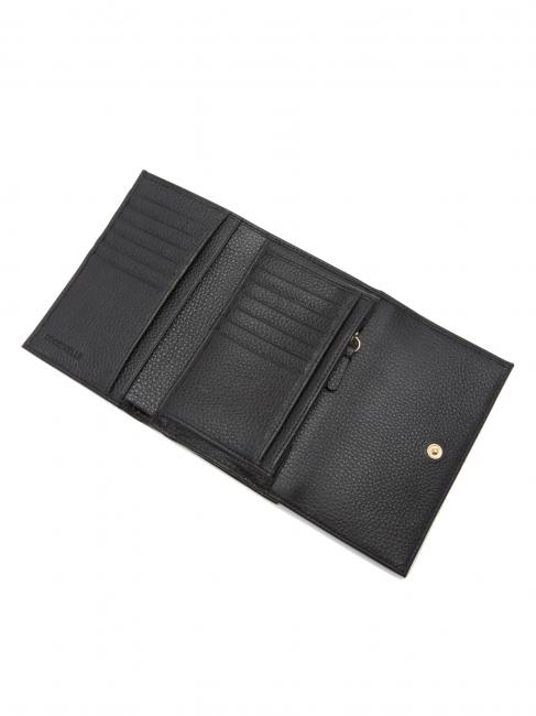 METALLIC SOFT Bifold-Brieftasche aus geh&auml;mmertem Leder Schwarz - Brieftaschen Damen