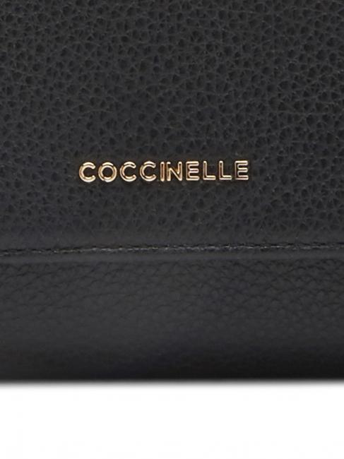 METALLIC SOFT Bifold-Brieftasche aus geh&auml;mmertem Leder Schwarz - Brieftaschen Damen