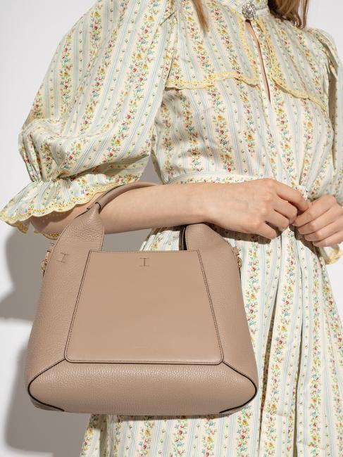 GILDA Einkaufstasche aus Roma- und St eracle-Kalbsleder grau + salbei c - Damentaschen