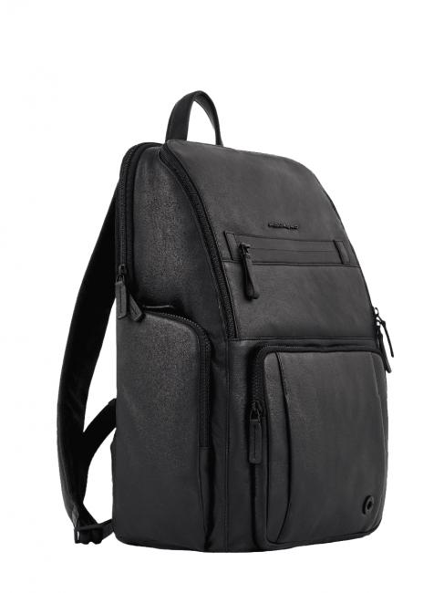 CHARLIE Laptop-Rucksack 15,6", aus Leder Schwarz - PC-Rucks&auml;cke