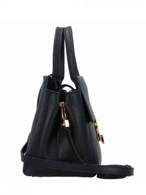 ARLETTIS Handtasche aus geh&auml;mmertem Leder Schwarz - Damentaschen
