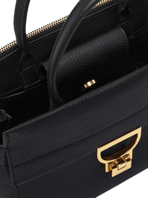 ARLETTIS Handtasche aus geh&auml;mmertem Leder Schwarz - Damentaschen