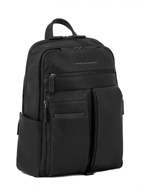 PAAVO Laptop-Rucksack 14", aus Leder Schwarz - PC-Rucks&auml;cke