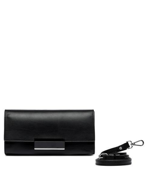 LILY Clutch aus Leder mit Schultergurt Schwarz - Damentaschen