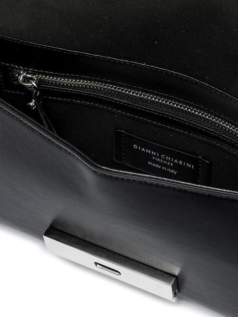 LILY Clutch aus Leder mit Schultergurt Schwarz - Damentaschen