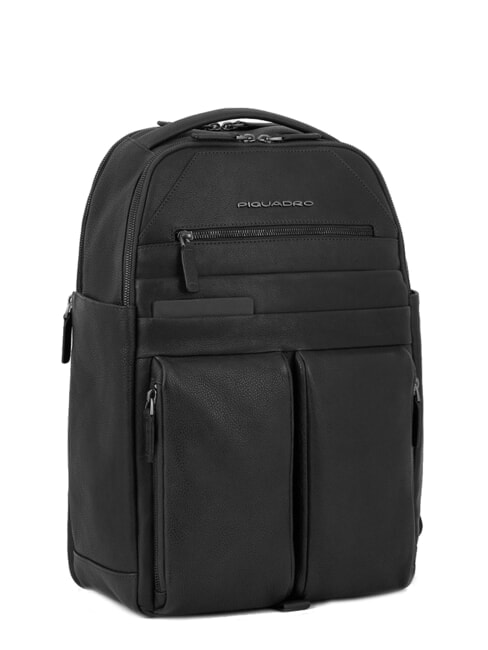 PAAVO Laptop-Rucksack 15,6", aus Leder Schwarz - PC-Rucks&auml;cke