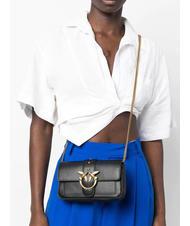 PINKO LOVE ONE POCKET Umh&auml;ngetasche aus Leder schwarz-antikgold - Damentaschen - 5