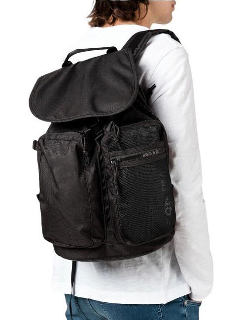  RUCKSACK Rucksack mit Klappe SCHWARZ - Rucks&auml;cke f&uuml;r Schule &amp; Freizeit