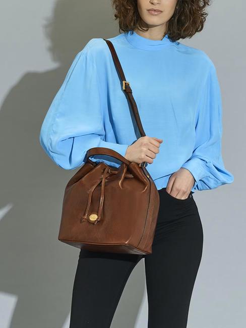 STORY DONNA Beuteltasche aus Leder BRAUN - Damentaschen