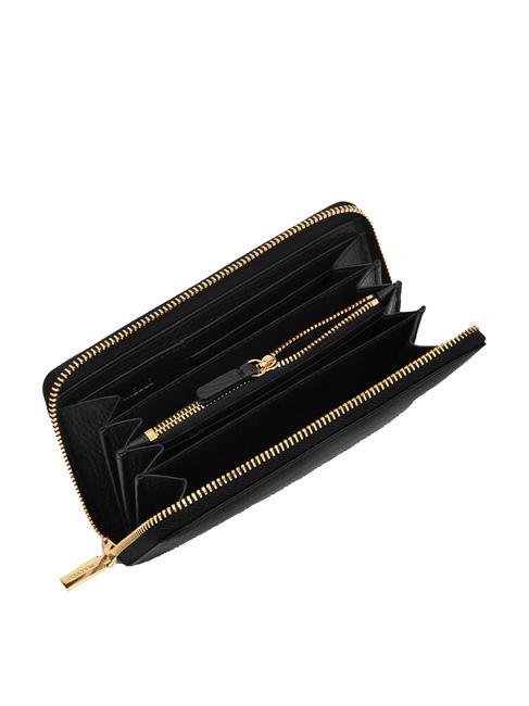 METALLIC SOFT Geldb&ouml;rse aus strukturiertem Leder mit Rei&szlig;verschluss Schwarz - Brieftaschen Damen