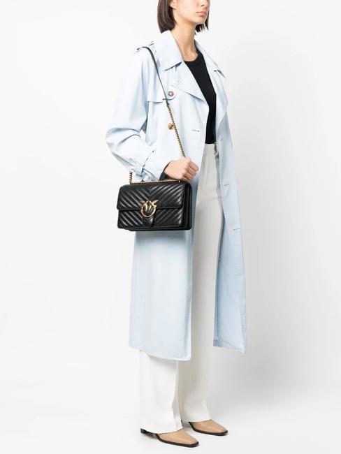 CLASSIC LOVE ONE Tasche aus Nappaleder schwarz-antikgold - Damentaschen