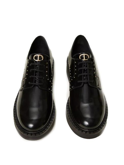 STUDS Schn&uuml;rschuh aus Leder Schwarz - Damenschuhe