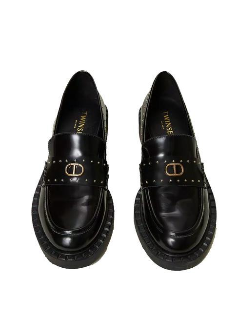 STUDS Mokassin aus Leder Schwarz - Damenschuhe