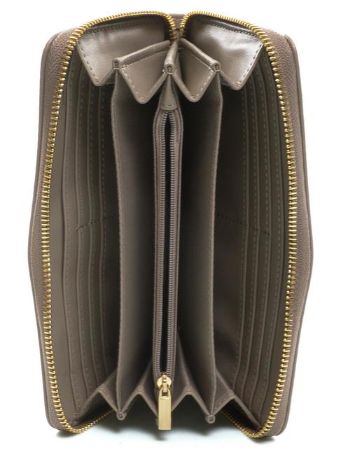 NEW OVAL T Gro&szlig;es Lederportemonnaie Taupe - Brieftaschen Damen