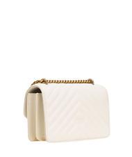 PINKO MINI LOVE BAG Eine Chevron-Tasche Seide wei&szlig;-antikgold - Damentaschen - 3