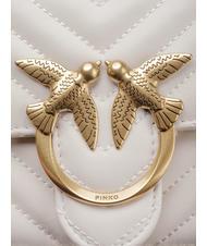 PINKO MINI LOVE BAG Eine Chevron-Tasche Seide wei&szlig;-antikgold - Damentaschen - 4